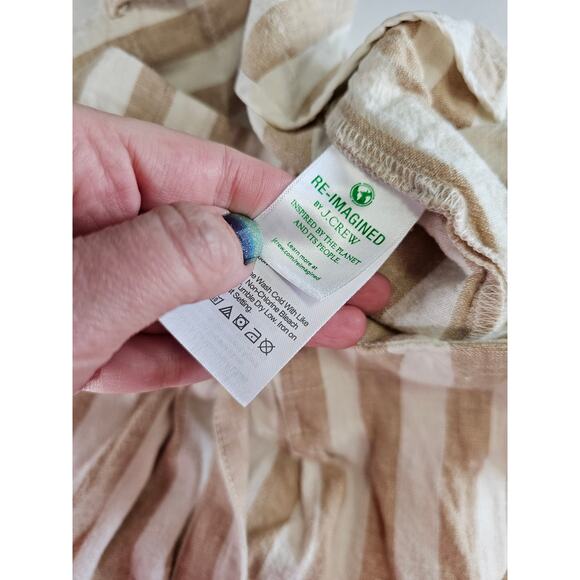 J Crew Womens Sz 18 Linen Blend Wide Leg Pants Tan White Striped Resort Wear - Picture 5 of 7